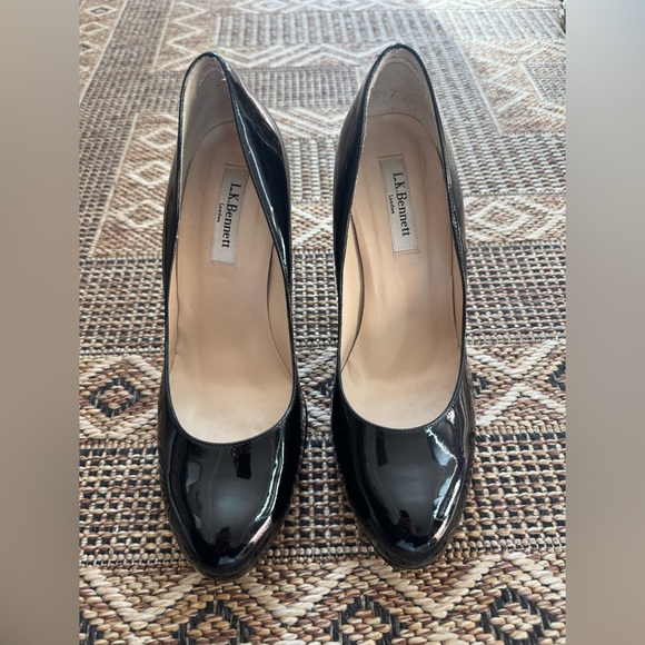 LK Bennett Sledge Black Patent Leather Platform Heels Size 39 (8.5 US) - Picture 3 of 6